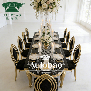 Modern Gold Design Stainless Steel <b>Dining</b> <b>Table</b> for Hotel Wedding Events Living Room - Product Image 5