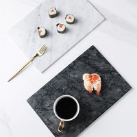 Assiette service en marbre Sushi Steak, plat coloris de service en marbre blanc Rectangle assiette BBQ fromage Pizza Dessert gâteau chocolat assiette en marbre