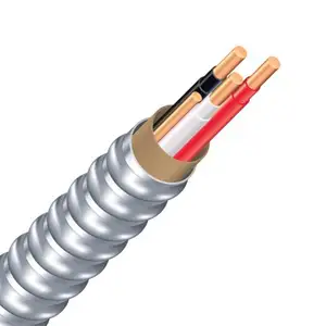 CUL Certification Standard 2*12+12 awg teck 90 metal clad cable with Aluminum Armored 600V 10/2 Canada market