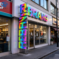 Enseigne LED en acrylique rétroéclairée 3D RGB personnalisée, étanche IP65, lettres en relief pour publicité extérieure, enseigne commerciale