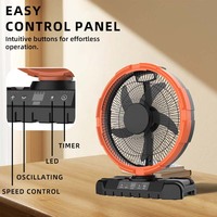 Ventilateur de table rechargeable portable de 14 pouces, 3 vitesses, 270° °   Oscillateur avec lumière LED, minuterie de 1 à 8 heures, sortie USB, entrée 15V DC