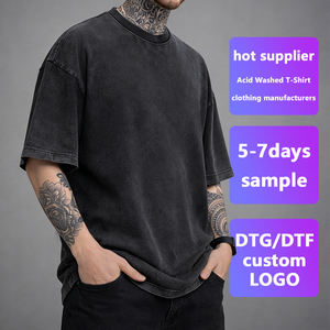 Camiseta Oversize de Algodón Pesado 100% para Hombre, Estampado DTG, Logo Personalizado, Estilo Vintage Lavado Ácido, Venta al por Mayor de Ropa Urbana - Product Image 1