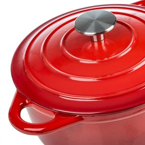 Casserole <span class=keywords><strong>en</strong></span> <span class=keywords><strong>fonte</strong></span> émaillée rouge Casseroles Marmite pour four hollandais avec couvercle utilisée dans la cuisine - Product Image 1