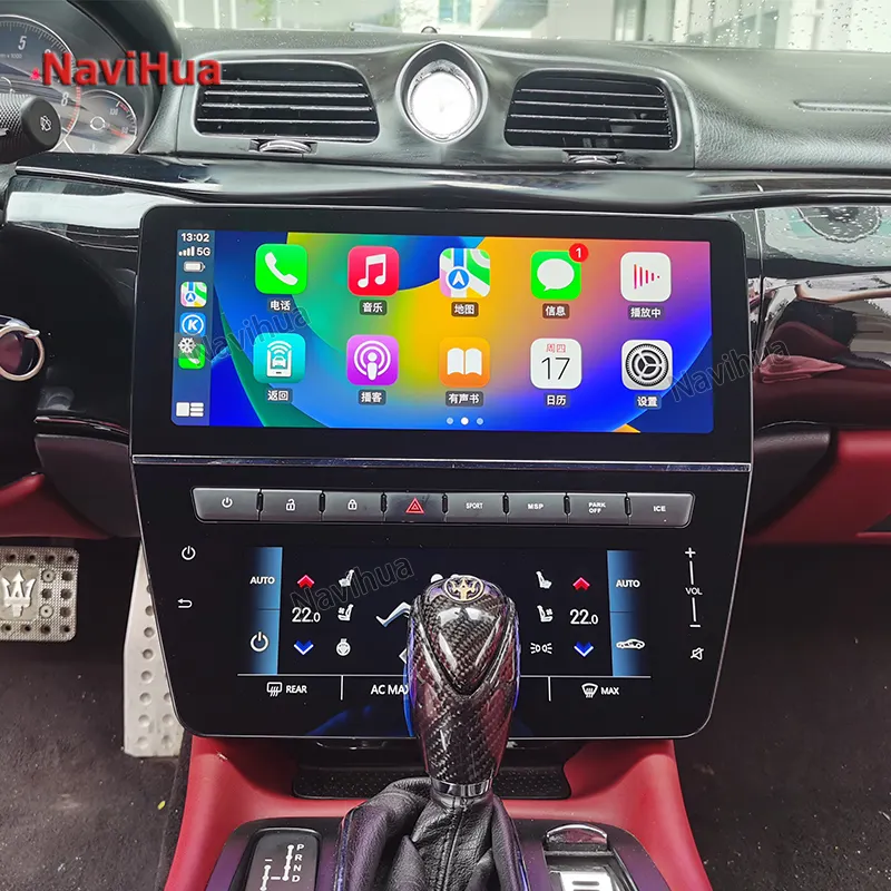 NaviHua araba radyo Maserati GT için multimedya Android dokunmatik ekran otomatik ana ünite monitör iklim AC kontrol paneli ile yeni güncelleme