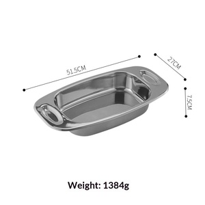 Plat de service <span class=keywords><strong>rectangulaire</strong></span> profond, style coréen minimaliste, polyvalent, à double poignée, fond plat, pour poisson grillé, pot sec commercial et écrevisses - Product Image 6