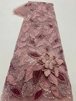 Tissu en dentelle française brodé de perles et de sequins, motif floral, pour mariage, textile africain, magnifique tissu en maille tissé 2026