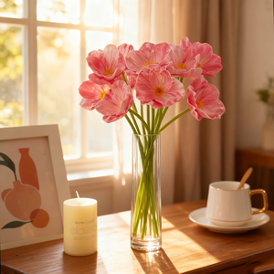 Fleur artificielle de pavot en soie écologique à tige unique, toucher réel, pour décoration intérieure et accessoire de table de mariage - Product Image 1