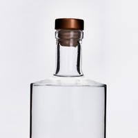 Botol Anggur Kaca Mewah Berkualitas Tinggi 700ml dan 750ml dengan Tutup T-cork Bentuk Bulat untuk Whisky Vodka Tequila Bening