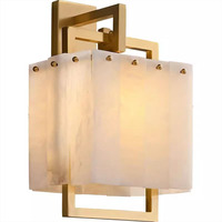 Lampe murale LED moderne artistique en marbre d'albâtre de luxe pour chambre à coucher avec télécommande