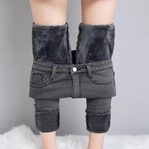 Jeans Termici da <span class=keywords><strong>Donna</strong></span> a Vita Media, Asciugatura Rapida, Vintage, Invernali, Caldi, Elasticizzati, in Pile, Denim da Neve, <span class=keywords><strong>Pantaloni</strong></span> a Gamba Dritta per Studentesse - Product Image 6