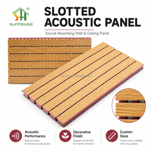 Panel Acústico Ranurado de MDF, Panel de Pared Absorbente de Sonido <span class=keywords><strong>para</strong></span> Sala de Conferencias, Teatro, Escuela - Product Image 1