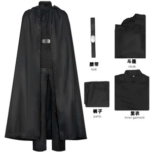 Halloween Jedi Knight Luke <span class=keywords><strong>Skywalker</strong></span> Cosplay Negro Batalla traje Top pantalones capa conjunto completo disfraz - Product Image 2