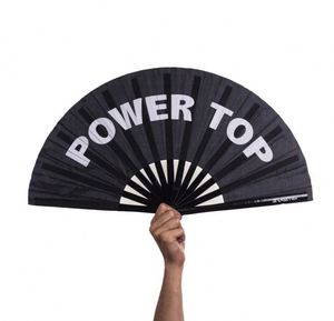 Custom Logo Printing 33cm <b>Large</b> Polyester Satin Bamboo <b>Fan</b> Traditional Folk Art Style with Carved Rainbow and Gay Pride Design - Product Image 4