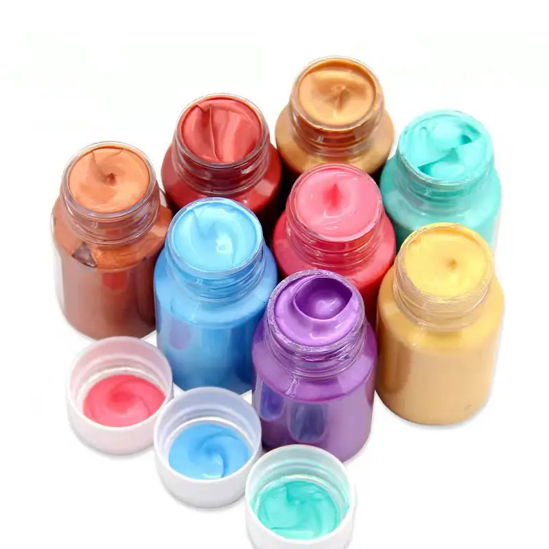 14 Colors Metallic Pearl Paints On Rocks Crafts Canvas Wood Fabric Ceramic Iridescent Acrylic Paint Set