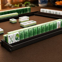Bi Bo Emerald Wave Mahjong-Set 4-Schicht-Acryl, innen bedruckte, punktverlackte, gravierte marmorierte grüne Steine, individuelles Logo OEM