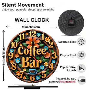 Round Wooden Wall <b>Clock</b> 25x25Cm Classic Nordic Silent Non Ticking Home Hotel Room Decor <b>Clock</b> - Product Image 6
