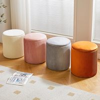 Otomana de Almacenamiento de Terciopelo, Mesa de Centro Contemporánea Acolchada para Maquillaje, Reposapiés Multiusos para Sala de Estar/Dormitorio, Rosa