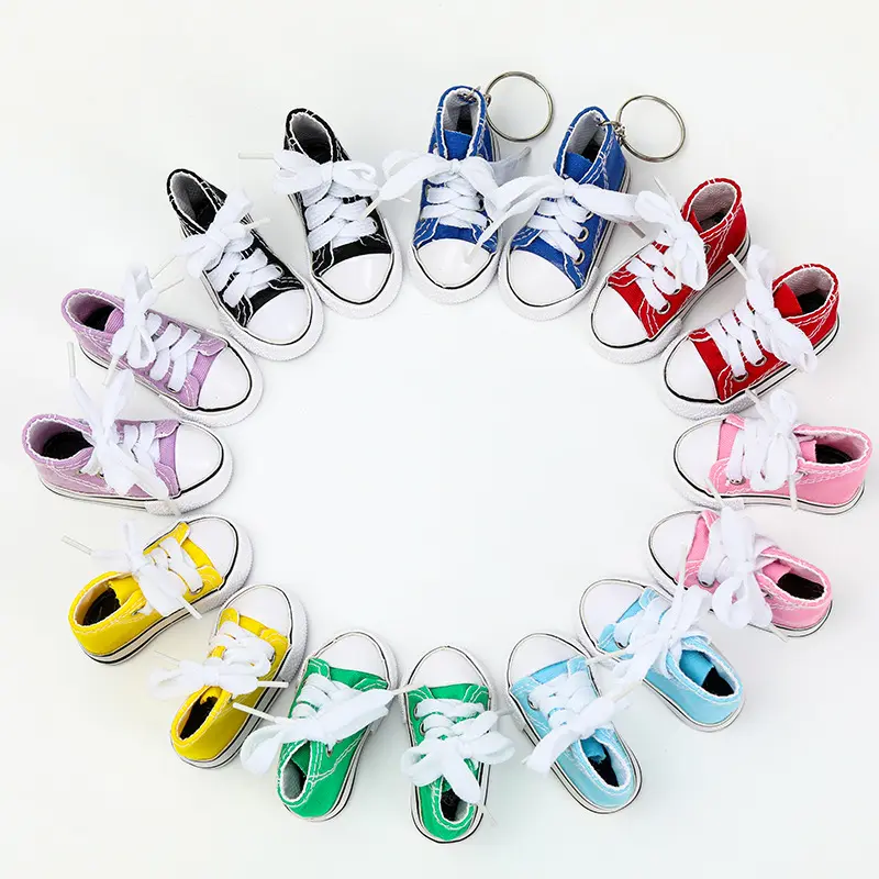 3D Mini Tennis Canvas Sneaker Keychain Miniature Basketball Shoe keyring for Girls Boys