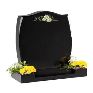 Upright Cheap Black Marble Tombstone Customized Design Headstones Monuments