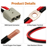    Connecteur SB50 50A vers borne à joint torique, faisceau de câblage de batterie en silicone 10AWG pour camping-car, chariot élévateur, stockage d'énergie solaire