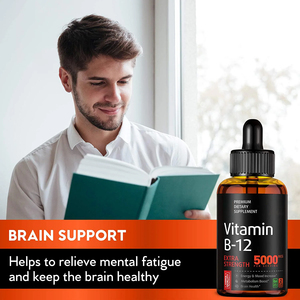 OEM 5000 MCG <span class=keywords><strong>Vitamin</strong></span> <span class=keywords><strong>B12</strong></span> tetes Vegetarian Sublingual suplemen cair dengan ekstrak Licorice tersedia dalam botol kemasan Drum - Product Image 2