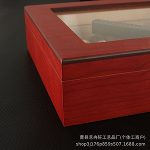 Humidor de Cigarros de Madera Cuadrado con Tapa Abatible, Higrómetro, Almacenamiento de Escritorio, Madera Sólida Marrón Hecha a Mano - Product Image 4