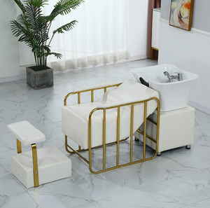 Sillón de Lavacabezas Moderno para Barbería con Lavabo Blanco, Cama de Belleza para Salón, Mueble para Lavado de Cabello - Product Image 2