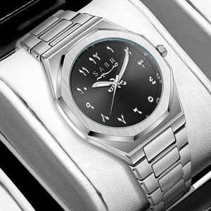 ساعة رجالية كوارتز بقطر 41 مم، قرص مربع، علبة من السبائك، سوار من الفولاذ المقاوم للصدأ، مقاومة للماء، أرقام عربية، تصميم رياضي فاخر، موديل 2025 - Product Image 1