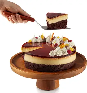 Hot sell EU & US Round Acacia Wood Plate for cake with Acrylic Lid Cloche Dessert Server Tray with Wedding Part Cake Stand
