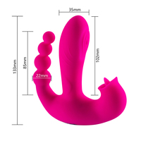 Aphrodisia 10X Triple Teaser USB Wiederaufladbar IPX7 Wasserdicht Geräuscharm 10 Modi Erwachsenen-Stimulationsgerät Persönlicher Massager