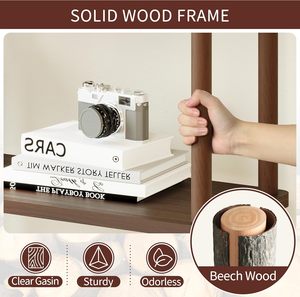 Étagères à livres en bois, cinq grands étagères de présentation, hautes, indépendantes, ouvertes, adaptées à la maison, au bureau, au salon - Product Image 4