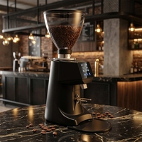Moulin à café professionnel à meules plates en acier inoxydable de 64 mm pour café avec fonction quantitative