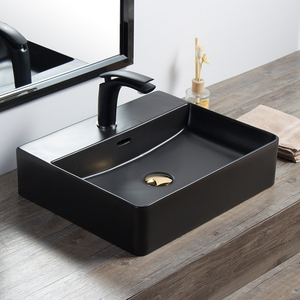 Lavamanos modernos de lujo negro mate para <span class=keywords><strong>encimera</strong></span> de baño - Product Image 1