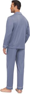 <span class=keywords><strong>Pigiama</strong></span> da <span class=keywords><strong>Uomo</strong></span> 100% Cotone Tinta Unita, Set <span class=keywords><strong>con</strong></span> Maglia a Maniche Lunghe e Pantaloni, Abbigliamento da Notte <span class=keywords><strong>con</strong></span> <span class=keywords><strong>Bottoni</strong></span> e Tasche, Lavabile in Lavatrice, Taglie S-XL - Product Image 4