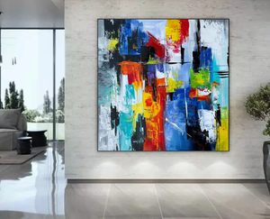 Bức tranh sơn dầu làm bằng tay đầy màu sắc toàn cảnh đầy màu sắc trừu tượng biển đóng khung tường nghệ thuật hiện đại Cảnh Biển Lớn - Product Image 6