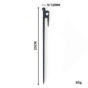 สมอบกเหล็กสำหรับเต็นท์กลางแจ้ง ขนาด 25 ซม. รูปทรงหกเหลี่ยม สีดำ ป้องกันลม ใช้สำหรับตั้งแคมป์ทุกฤดู คุณภาพระดับอุตสาหกรรม - Product Image 1