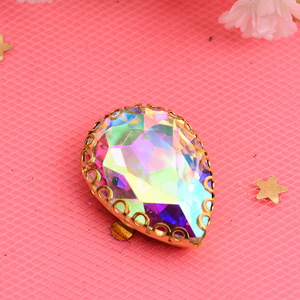Cristales de Vidrio en Forma de Lágrima, 16 Facetas, Borde Dorado, para Manualidades, Joyería, Decoración de Ropa - Product Image 3
