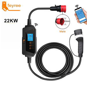 Cargador Portátil para Vehículos Eléctricos Feyree de 22 kW Tipo 2, Cargador para Coche Eléctrico de 32 A con Pantalla Ajustable de 2.8 Pulgadas y Soporte para Cargador, Cargador Rápido para Vehículos Eléctricos - Product Image 1