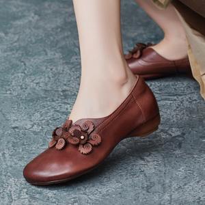 Chaussures décontractées d'été à lacets avec semelle souple et flexible, ornées de fleurs 3D, en PU noir, style rétro et polyvalent - Product Image 2