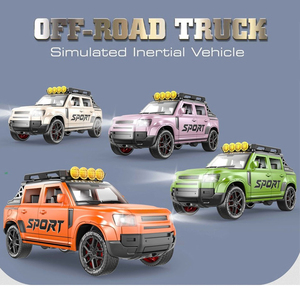 Camion à inertie Jinying à l'échelle 1:30 avec lumières et sons, véhicule tout-terrain, modèle de voiture en plastique pour garçons, collection pour enfants, cadeau - Product Image 2
