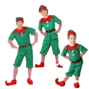 Costumes d'elfes pour toute la famille, enfants et adultes, unisexes, pour Noël, Halloween, cosplay, tenues de fête dansante, collants rayés vert et rouge - Product Image 4