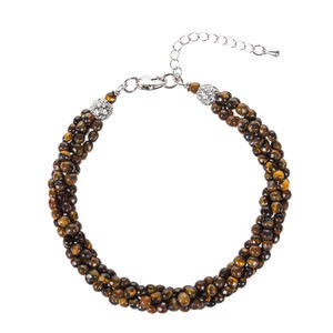 Bracelet en pierre de tigre naturellement torsadée à 3 rangs WENCHI TWB807, ensemble de bijoux fins - Product Image 1