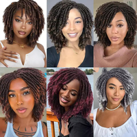 Perruque afro bouclée crépue naturelle avec bandeau pour femmes noires, cheveux courts noirs tressés, perruques synthétiques bouclées