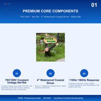HKNC BP-902B Haut-parleur de jardin en forme d'arbre 10W 70V/100V étanche pour extérieur, paysage et sonorisation, réponse en fréquence 110Hz~16KHz