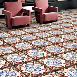 Carreaux muraux en céramique traditionnels 300x300mm avec texture florale pour murs intérieurs, salles de bain et salles à manger - Résistants à l'usure et aux acides - Product Image 1