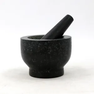 Factory Supply Round Shape Grinding Mortar Pestle Natural Stone Pestle Mortar For Home