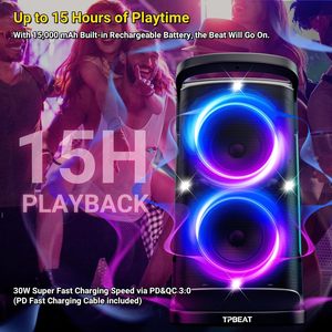 Enceinte Bluetooth portable 160W en gros avec 15h d'autonomie, charge rapide, appariement TWS pour les fêtes en plein air et le camping - Product Image 5