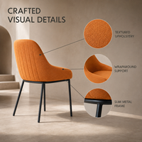 Chaise de salle à manger orange brûlé à côtes côtelées, dossier à cannelures verticales, en promotion pour bars à desserts, bars à jus, atriums, galeries, cafés et jardins