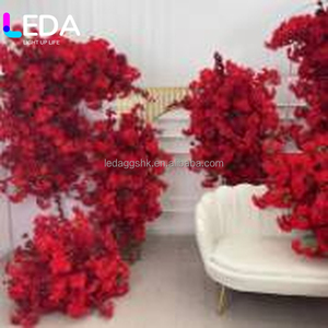 ของตกแต่งงานแต่งงานสุดหรู LEDA ดอกกุหลาบแดงผ้าไหมประดิษฐ์ ดอกซากุระประดับตกแต่งโต๊ะกลาง ฉากหลัง และทางเดินดอกไม้ - Product Image 3