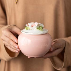 Urna Commemorativa <span class=keywords><strong>in</strong></span> Ceramica per Ceneri di Gatti a Basso Prezzo, Design Floreale, Piccolo Portaceneri per Cremazione, Regalo per Amanti dei Gatti - Product Image 5